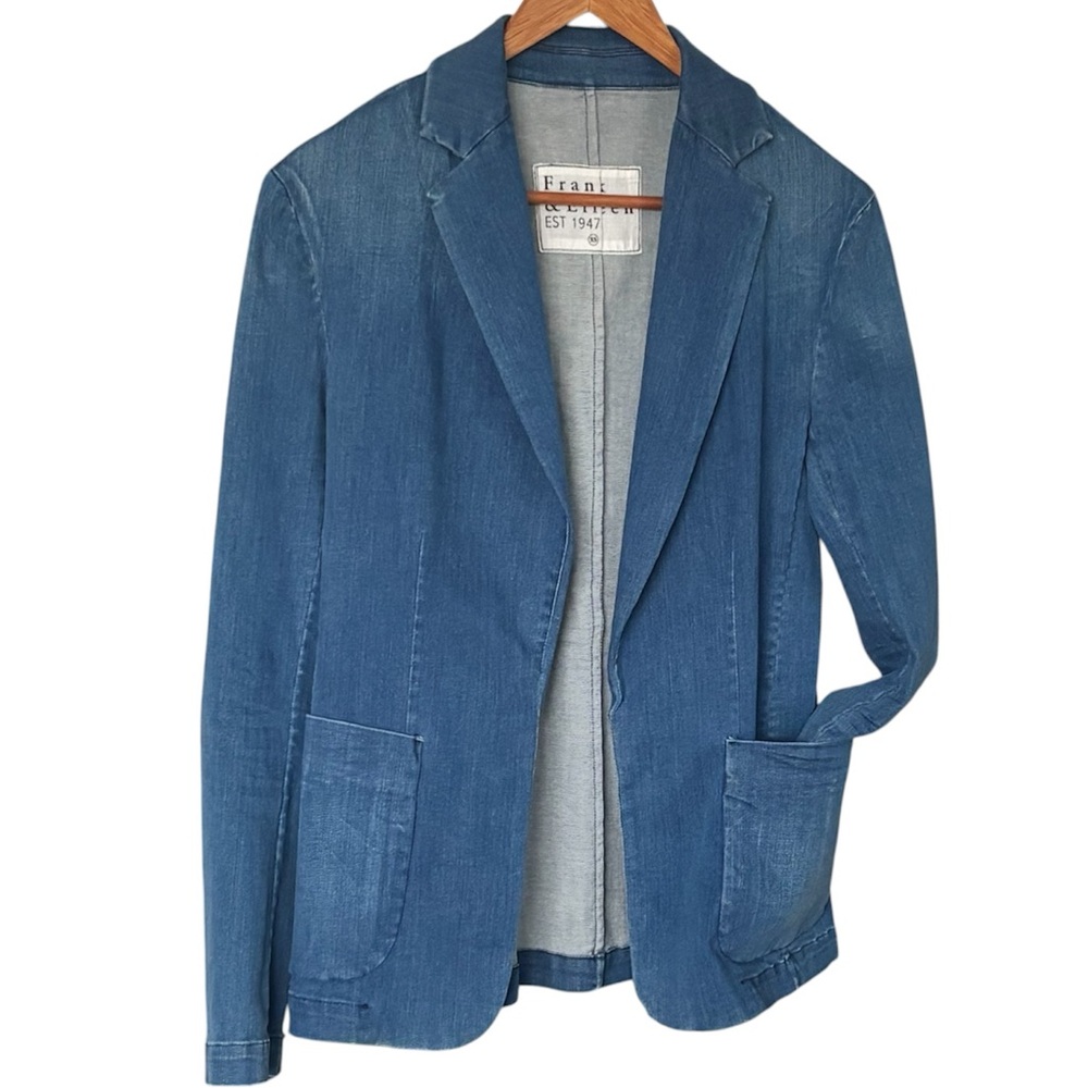 Frank & Eileen Dublin Tailored Blazer | Italian Performance Denim Flax Blue XS - Picture 5 of 11